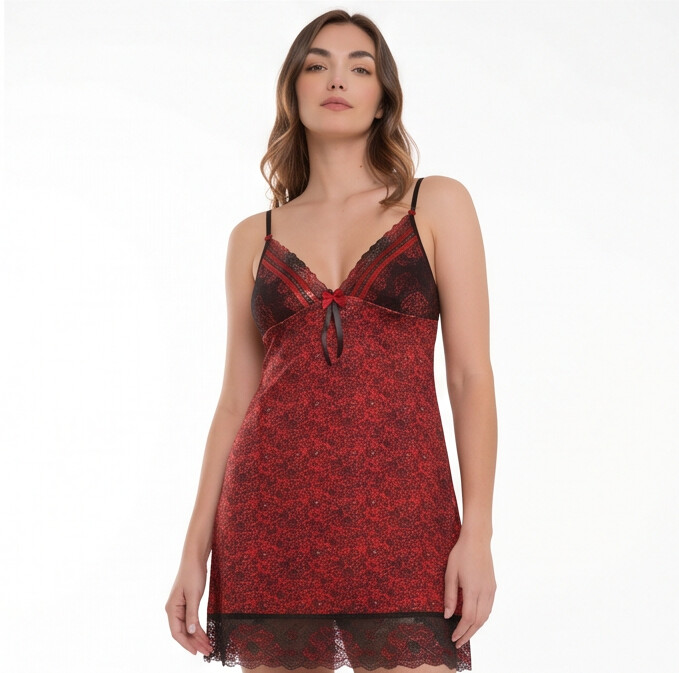 Scarlet Romance Lace Chemise Nightdress | Elegant Women's Sleepwear