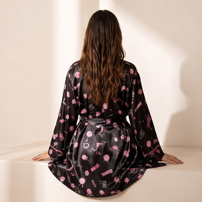 Midnight Bloom Satin Nightdress & Robe Set | Women's Luxury Sleepwear