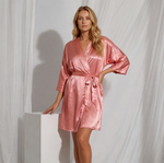 Rose Blush Satin Wrap Robe | Luxury Women's Loungewear