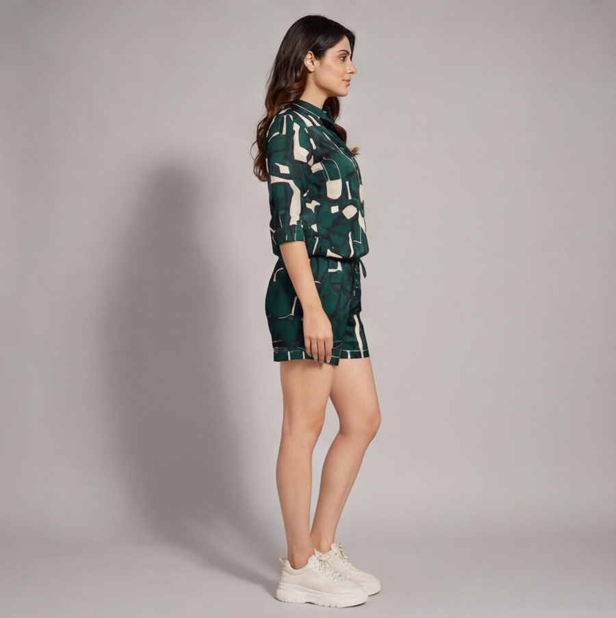 Soft Rayon Satin Crop Top Set