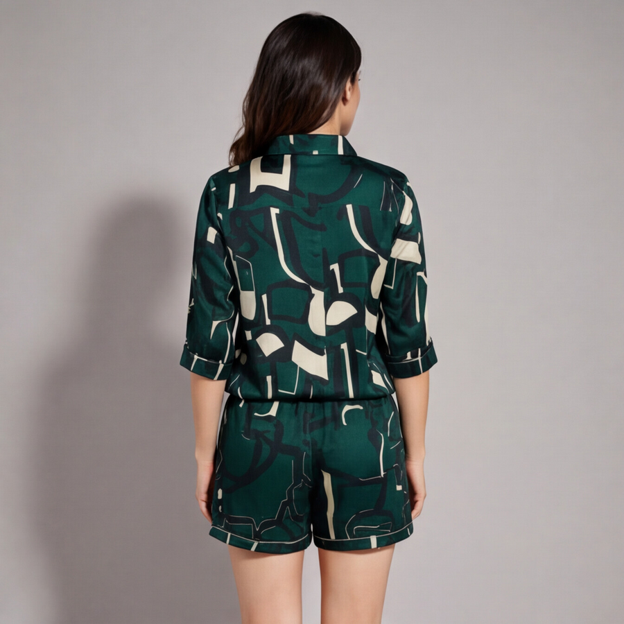Soft Rayon Satin Crop Top Set