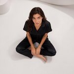 Midnight Black Satin Pajama Set | Luxury Women's Sleepwear