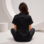 Midnight Black Satin Pajama Set | Luxury Women's Sleepwear