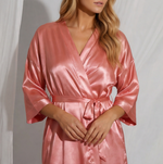 Rose Blush Satin Wrap Robe | Luxury Women's Loungewear