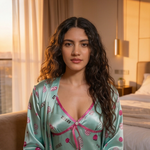 Mint Blossom Satin Nightdress & Robe Set | Women's Luxury Sleepwear