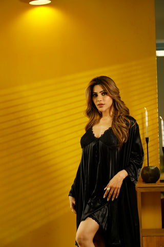 Midnight Luxe - Satin 2- piece Ensemble