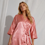Rose Blush Satin Wrap Robe | Luxury Women's Loungewear