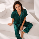 Emerald Green Satin Pajama Set | Luxury Women's Sleepwear