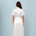 Ivory Satin Wrap Maxi Nightdress | Luxury Satin Sleepwear