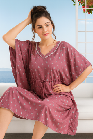 Knee Length Night Wear Kaftan ( Poncho Style)