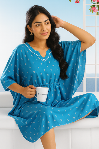 Knee Length Night Wear Kaftan ( Poncho Style)