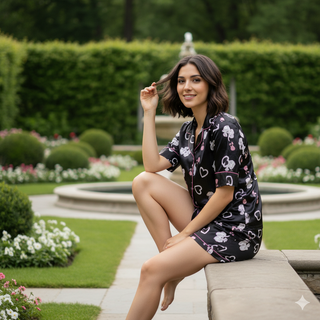 Cute & Comfy Short Heart Pattern Sleepwear