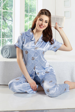 Skkinvalue’s soft Satin skinvalue logo print new colour night suit for women with pajama sets for women