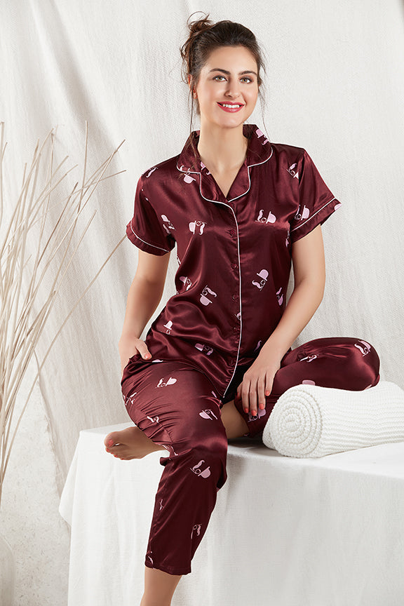 Skkinvalue's soft Satin print night suit for women – skkinvalue