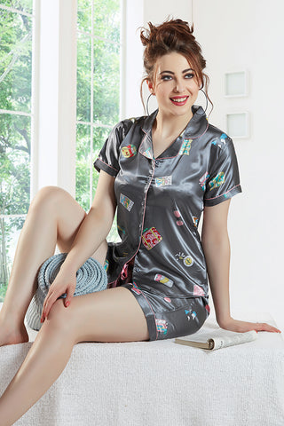 Skkinvalue’s printed Satin Short & Top Night Suit for Women’s