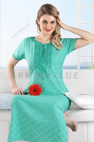 Skkinvalue”s Soft Spun embroidery nighty for women