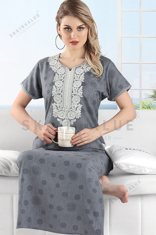 Skkinvalue”s soft  Spun embroidery nighty for women