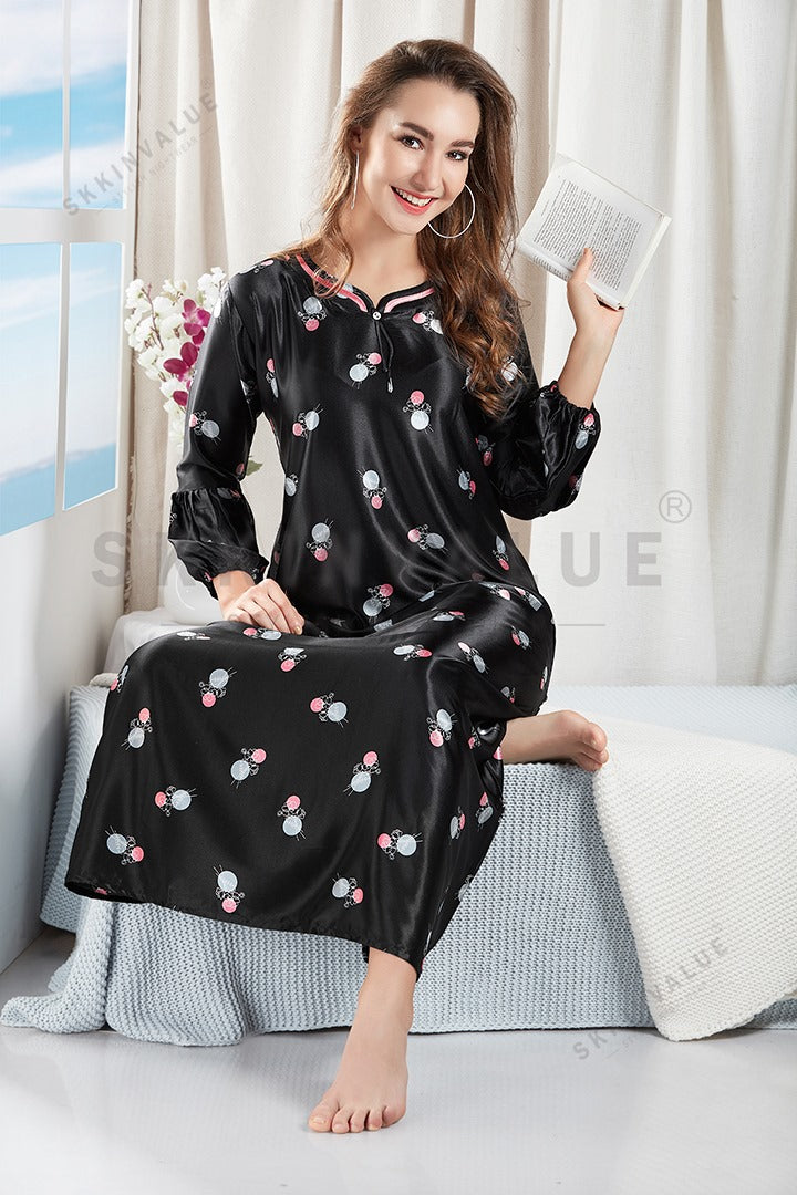 Silk Long Sleeve Nightgowns – skkinvalue - Main Image