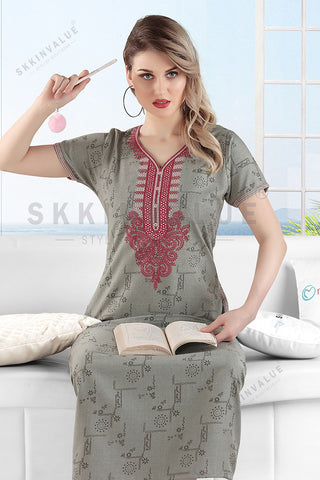 Skkinvalue’s soft  spun fabric new Embroidery Nighty Night Gown for Women