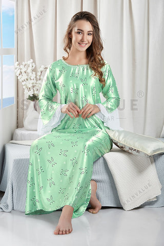 Skkinvalue’s Soft Printed Long Sleeve Nighty  For women