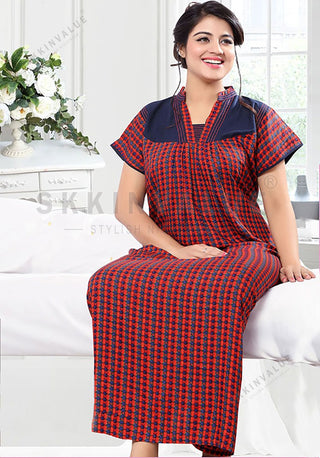 SkkinValue's Checks nighty nightgown for women