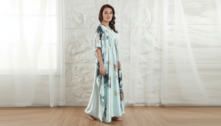 Silken Flow Abstract Print Kaftan Nighty