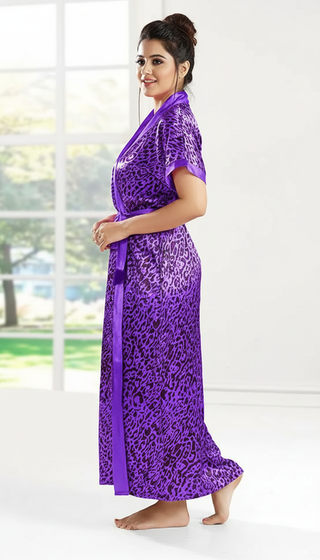 Tiger print soft satin Robe