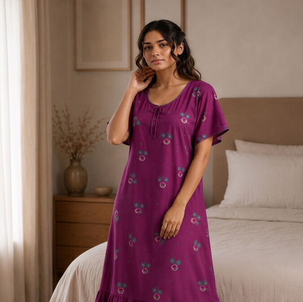 Royal Orchid Floral Maxi Nightgown | Women's Comfortable Sleepwear