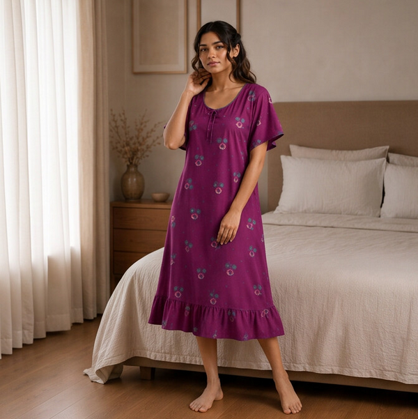 Royal Orchid Floral Maxi Nightgown | Women's Comfortable Sleepwear