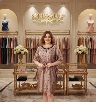 Satin All Over Print Above knee Kaftan (Poncho Style)