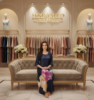 Silk fabric Stylish Slim fit nighty for Women's