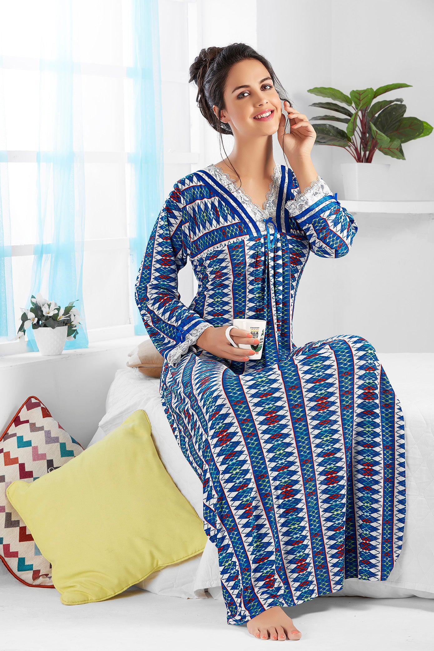 Skkinvalue's soft & silky Lycra fabric Long sleeves Printed Maxi